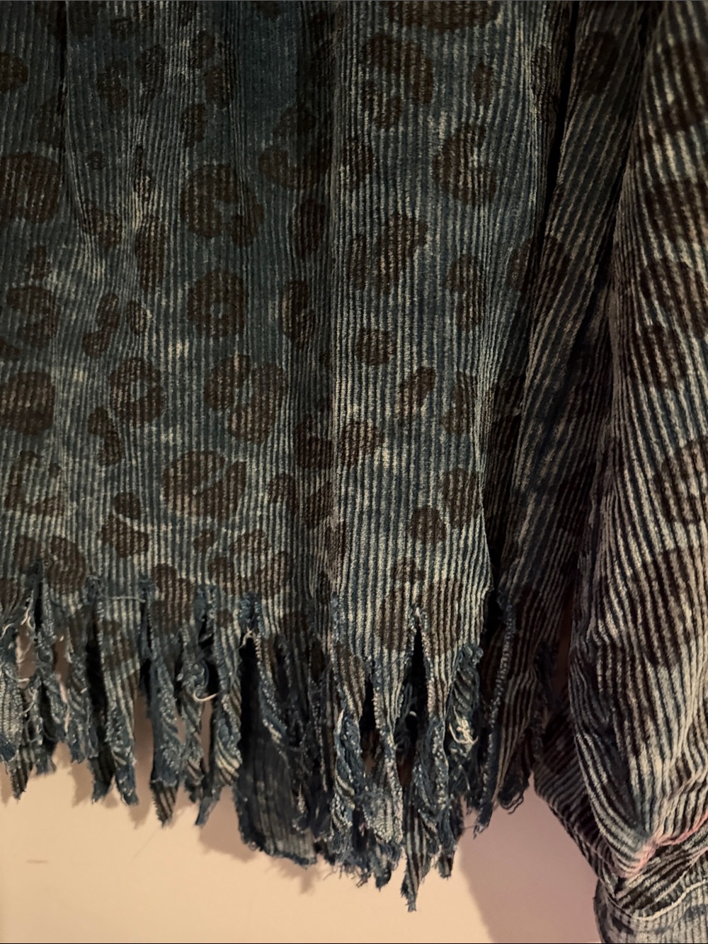 BiBi Blue Corduroy Leopard-Print Fringe Jacket - Picture 11 of 11